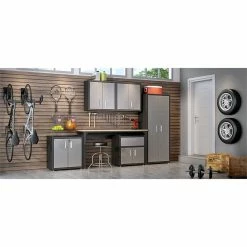 Budget ✔️ Pemberly Row Metal 2 Door Mobile Garage Cabinet In Gray Finish 🥰 -Guest Chairs Sales 2601677 18 L