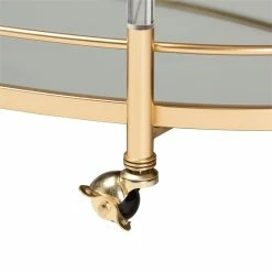 Best deal ⌛ Baxton Studio Nakano Gold Metal And Mirrored Glass 2-Tier Wine Cart ⭐ -Guest Chairs Sales 2608349 4 L