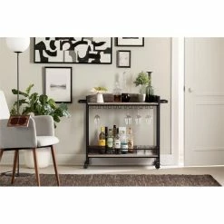 Outlet ✔️ Bar Cart With Wine Glass Rack City Life South Shore 😍 -Guest Chairs Sales 2608372 2 L