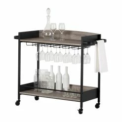 Outlet ✔️ Bar Cart With Wine Glass Rack City Life South Shore 😍 -Guest Chairs Sales 2608372 6 L
