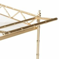 Cheap ⌛ Baxton Studio Mela Gold Metal And White Marble 2-Tier Wine Cart 🔥 -Guest Chairs Sales 2620965 3 L