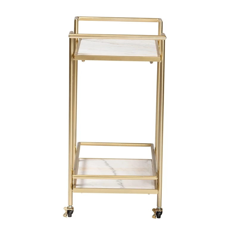 Buy 𧨠Baxton Studio Louise Gold Metal And White Marble 2-Tier Wine Cart π 3 Buy 𧨠Baxton Studio Louise Gold Metal And White Marble 2-Tier Wine Cart π - Image 3