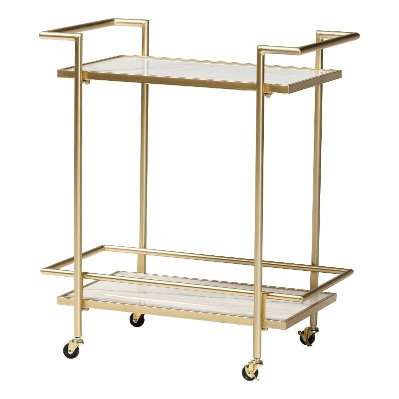 Buy 𧨠Baxton Studio Louise Gold Metal And White Marble 2-Tier Wine Cart π 1 Buy 𧨠Baxton Studio Louise Gold Metal And White Marble 2-Tier Wine Cart π