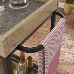 Deals 🥰 Sauder Market Commons Engineered Wood And Metal Bar Cart In Prime Oak 😍 -Guest Chairs Sales 2628382 9 L