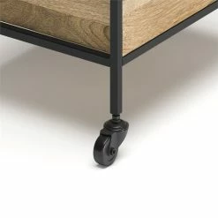 Best Pirce 🥰 Simpli Home Simons Modern Industrial Solid Mango Wood And Metal Bar Cart In Natural 🌟 -Guest Chairs Sales 2628392 6 L