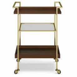 Best deal 🤩 Simpli Home Jace Modern Industrial Wood And Metal Bar Cart In Cognac ⭐ -Guest Chairs Sales 2628397 3 L