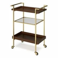 Best deal 🤩 Simpli Home Jace Modern Industrial Wood And Metal Bar Cart In Cognac ⭐