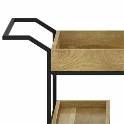 Brand new ⌛ Simpli Home Barnes Wood And Metal Modern Industrial Bar Cart In Natural 👏 -Guest Chairs Sales 2628403 5 L