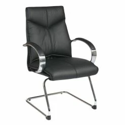Budget 🛒 Office Star Mid Back Visitors Black Leather Chair 🤩