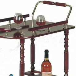 Budget 😀 Coaster 2 Tier Serving Cart In Merlot And Brass 🎉 -Guest Chairs Sales 361546 2 L