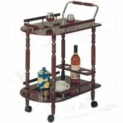 Budget π Coaster 2 Tier Serving Cart In Merlot And Brass π