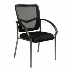 Cheapest 🥰 Office Star ProGrid Black Visitors Chair With Arms And Titanium Finish Fabric Seat 🛒