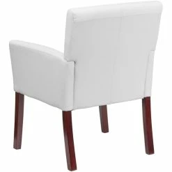 Best deal ✨ Flash Furniture Leather Executive Side Guest Chair In White And Mahogany ⭐ -Guest Chairs Sales 457074 3 L