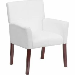 Best deal โจ Flash Furniture Leather Executive Side Guest Chair In White And Mahogany โญ