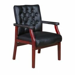 Best Sale ๐ Regency Traditional Button Tufted Ivy League Side Guest Chair In Black โญ