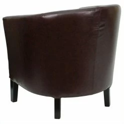 Brand new 🎁 Flash Furniture Brown Leather Barrel Shaped Guest Chair 👍 -Guest Chairs Sales 462277 3 L