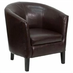 Brand new 🎁 Flash Furniture Brown Leather Barrel Shaped Guest Chair 👍