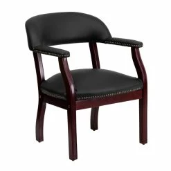 Best Sale 😀 Flash Furniture Leather Conference Guest Chair In Black 🌟