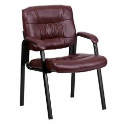 Wholesale 👍 Flash Furniture Leather Guest Chair In Burgundy With Black Frame Finish ⭐