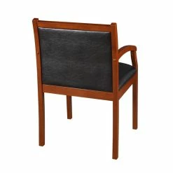 Cheapest 🔔 Regency Vinyl Regent Vinyl Side Guest Chair In Cherry Wood And Black 👍 -Guest Chairs Sales 463503 3 L