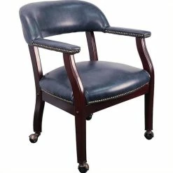 Best deal 🧨 Flash Furniture Luxurious Conference Guest Chair In Blue With Casters 🎉