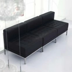 New ⌛ Flash Furniture Hercules Imagination Leather Tufted Armless Chair In Black 😉 -Guest Chairs Sales 465614 3 L