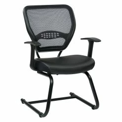 Budget 👍 Office Star Professional Air Grid Back Visitors Chair With Bonded Leather Seat In Black 👏