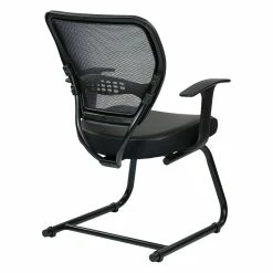 Budget 👍 Office Star Professional Air Grid Back Visitors Chair With Bonded Leather Seat In Black 👏 -Guest Chairs Sales 472715 6 L