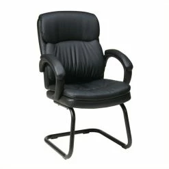 Discount ✔️ Office Star Bonded Black Leather Guest Chair With Padded Arms 👏