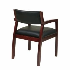 Buy 😉 Office Star OSP Home Furnishings Napa Mahogany Brown Guest Chair With Black Bonded Leather 🎁 -Guest Chairs Sales 472905 2 L