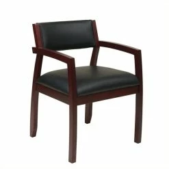 Buy 😉 Office Star OSP Home Furnishings Napa Mahogany Brown Guest Chair With Black Bonded Leather 🎁
