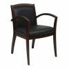 Budget 🛒 Office Star Napa Espresso Guest Chair With Black Bonded Leather ✔️