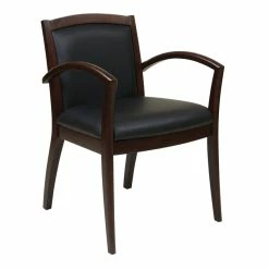 Budget 🛒 Office Star Napa Espresso Guest Chair With Black Bonded Leather ✔️