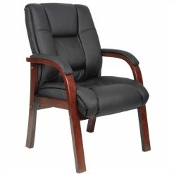 Outlet ⌛ Boss Office Products Mid Back Wooded Guest Chair ✨