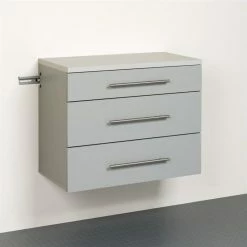Brand new ✨ Prepac HangUps 3-Drawer Base Storage Cabinet In Light Grey Laminate 😉