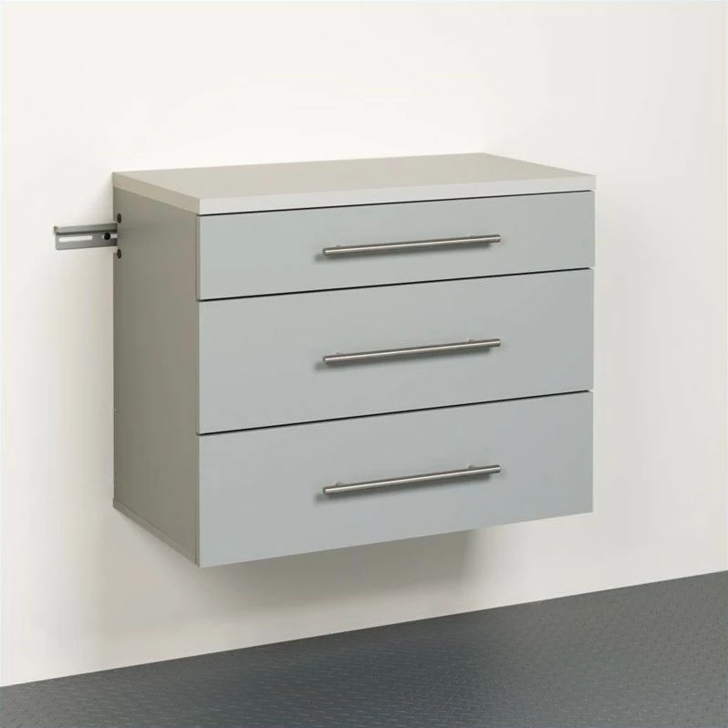 Brand new โจ Prepac HangUps 3-Drawer Base Storage Cabinet In Light Grey Laminate ๐ 1 Brand new โจ Prepac HangUps 3-Drawer Base Storage Cabinet In Light Grey Laminate ๐
