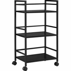 New β Ameriwood Home Altra Furniture Marshall 3 Shelf Metal Rolling Utility Cart In Black β