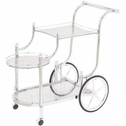 Wholesale ❤️ Coaster 3 Tier Glass Top Serving Cart In Chrome 😀