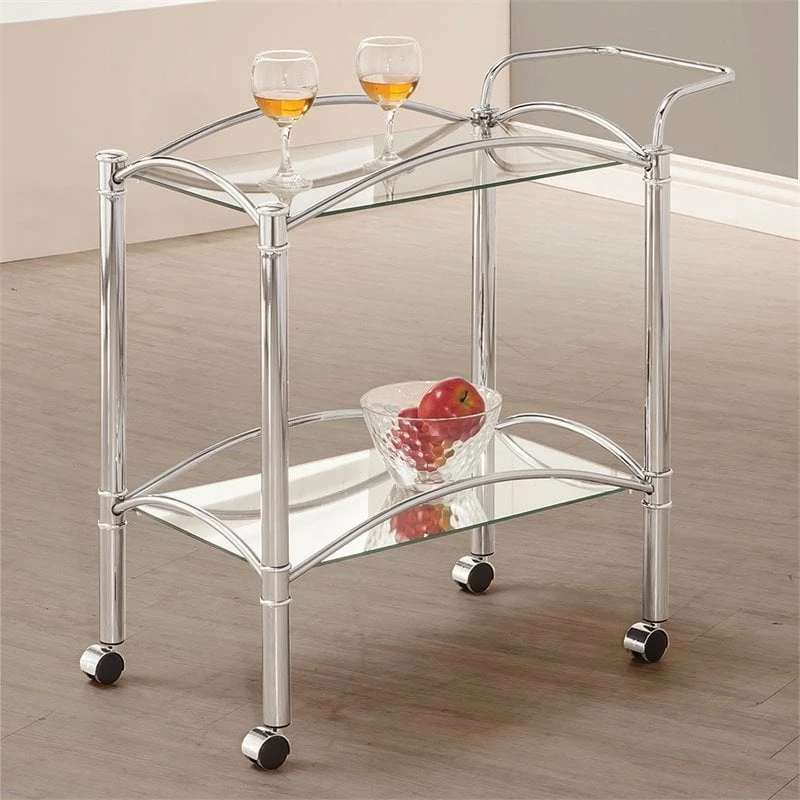 Best deal โ Coaster 2 Tier Glass Top Serving Cart In Chrome ๐ 2 Best deal โ Coaster 2 Tier Glass Top Serving Cart In Chrome ๐ - Image 2