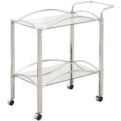 Best deal ⌛ Coaster 2 Tier Glass Top Serving Cart In Chrome 🌟