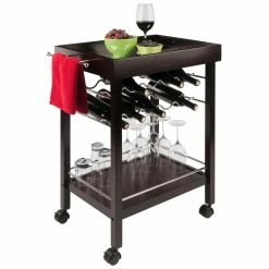 Outlet 😍 Winsome Johnnie Bar Cart In Espresso Finish 🎁 -Guest Chairs Sales 5478 8 L