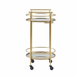 New ⌛ Linon Round Metal And Mirror Bar Cart In Gold ✨ -Guest Chairs Sales 620845 19 L
