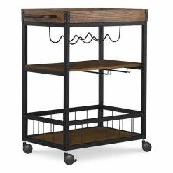 Promo 👏 Linon Austin Metal And Wood Bar Cart In Brown 🔔