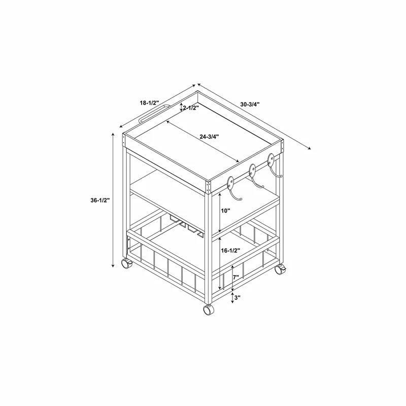 Promo π Linon Austin Metal And Wood Bar Cart In Brown π 3 Promo π Linon Austin Metal And Wood Bar Cart In Brown π - Image 3