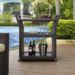 Discount 😀 Crosley Furniture Crosley Palm Harbor Wicker Patio Bar Cart In Brown 😀 -Guest Chairs Sales 654933 4 L