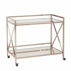 Budget π― Southern Enterprises SEI Furniture Maxton Bar Cart In Metallic Gold β€οΈ